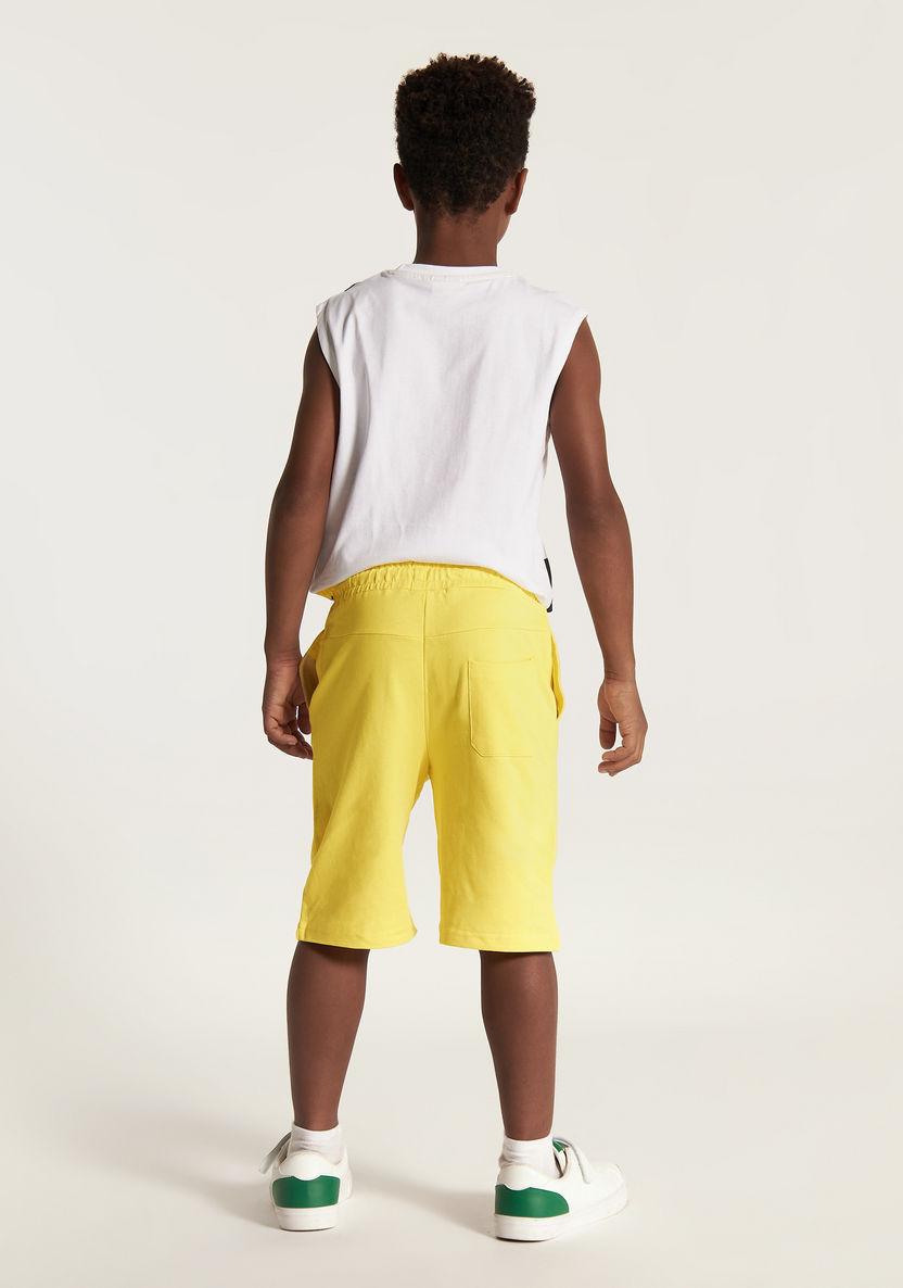 Juniors Solid Shorts with Elasticated Waistband and Pockets-Shorts-image-3