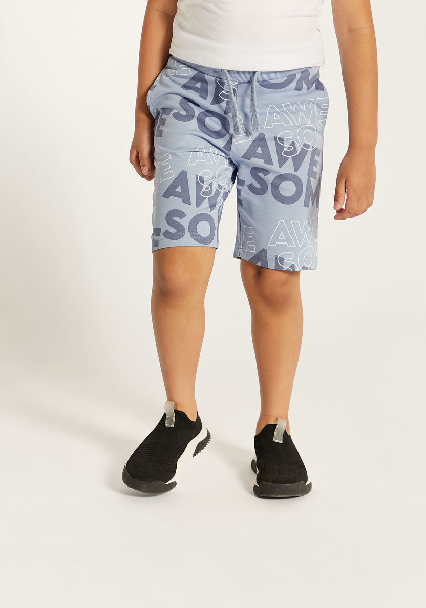 Juniors Printed Shorts with Drawstring Closure and Pockets-Shorts-image-0