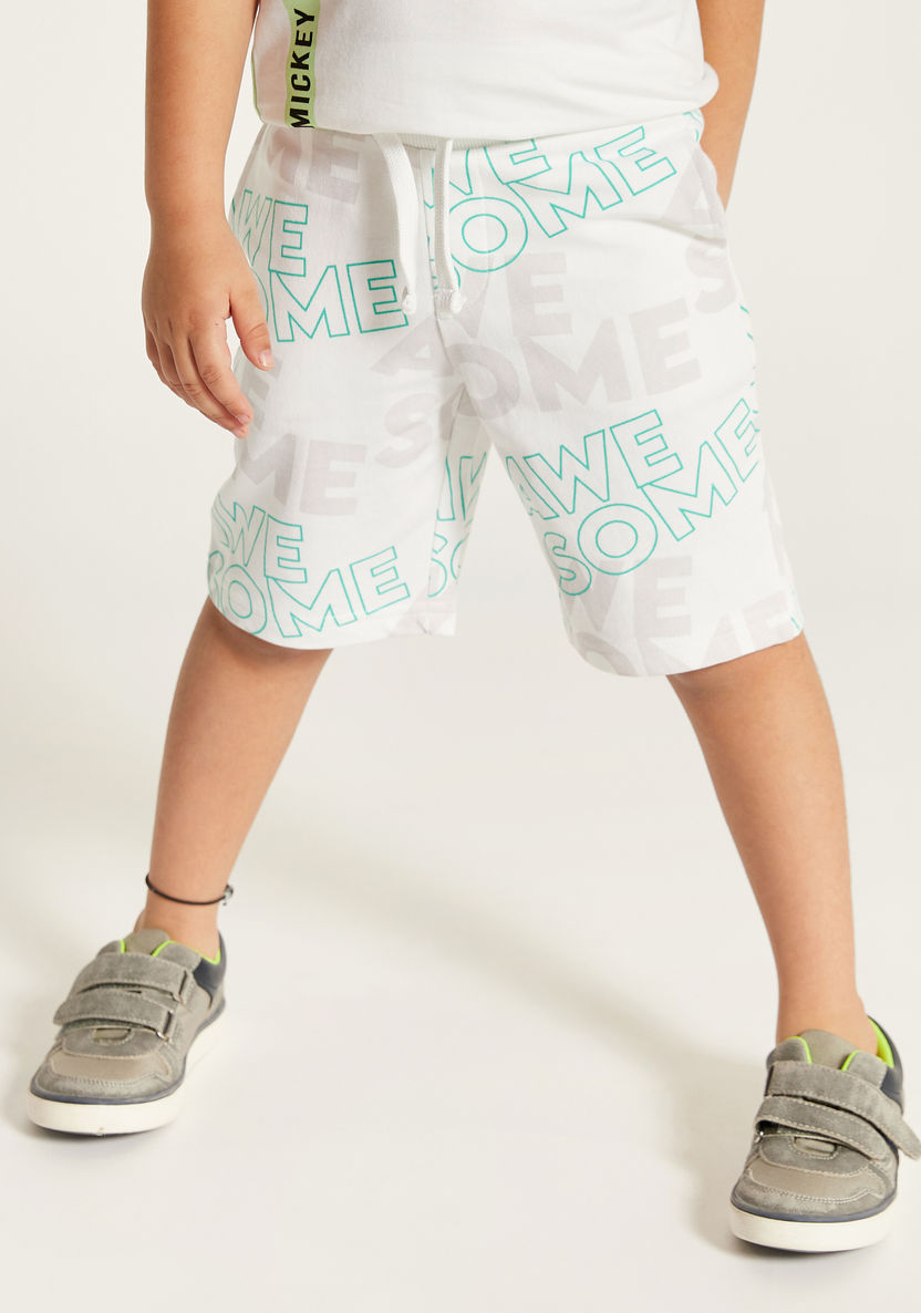 Juniors Printed Shorts with Drawstring Closure and Pockets-Shorts-image-0