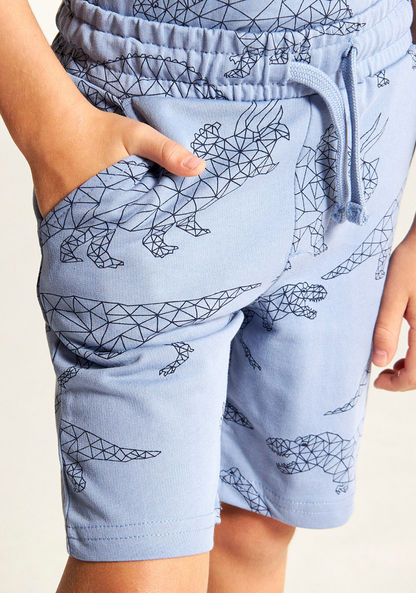 Juniors Dinosaur Print Shorts with Drawstring Closure and Pockets