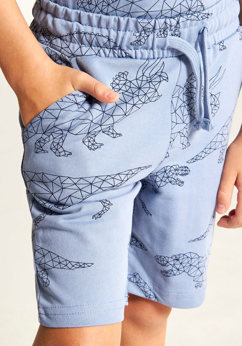 Juniors Dinosaur Print Shorts with Drawstring Closure and Pockets-Shorts-image-2