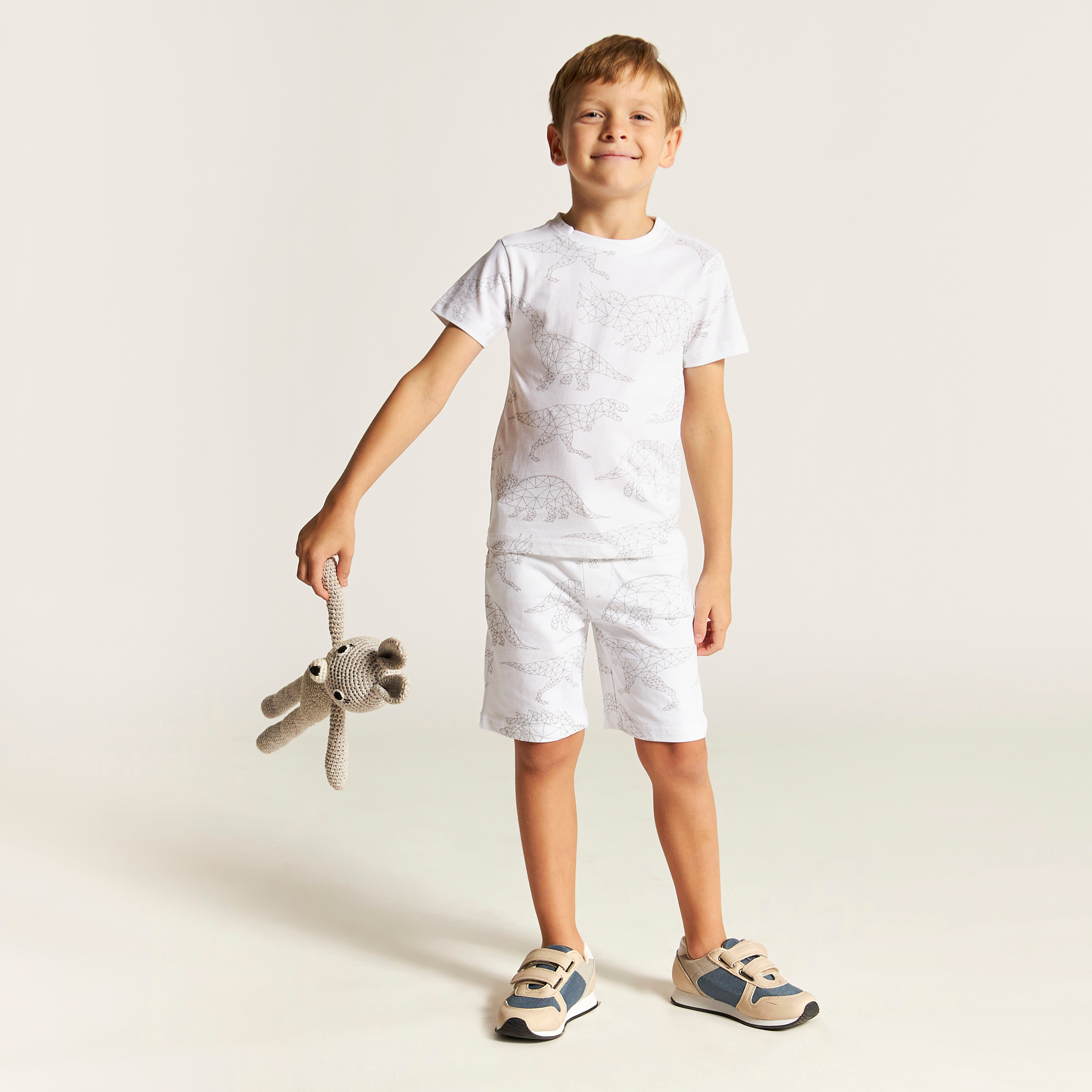 Juniors Dinosaur Print Shorts with Drawstring Closure and Pockets-boys-clothing-bottoms-shorts-image-1