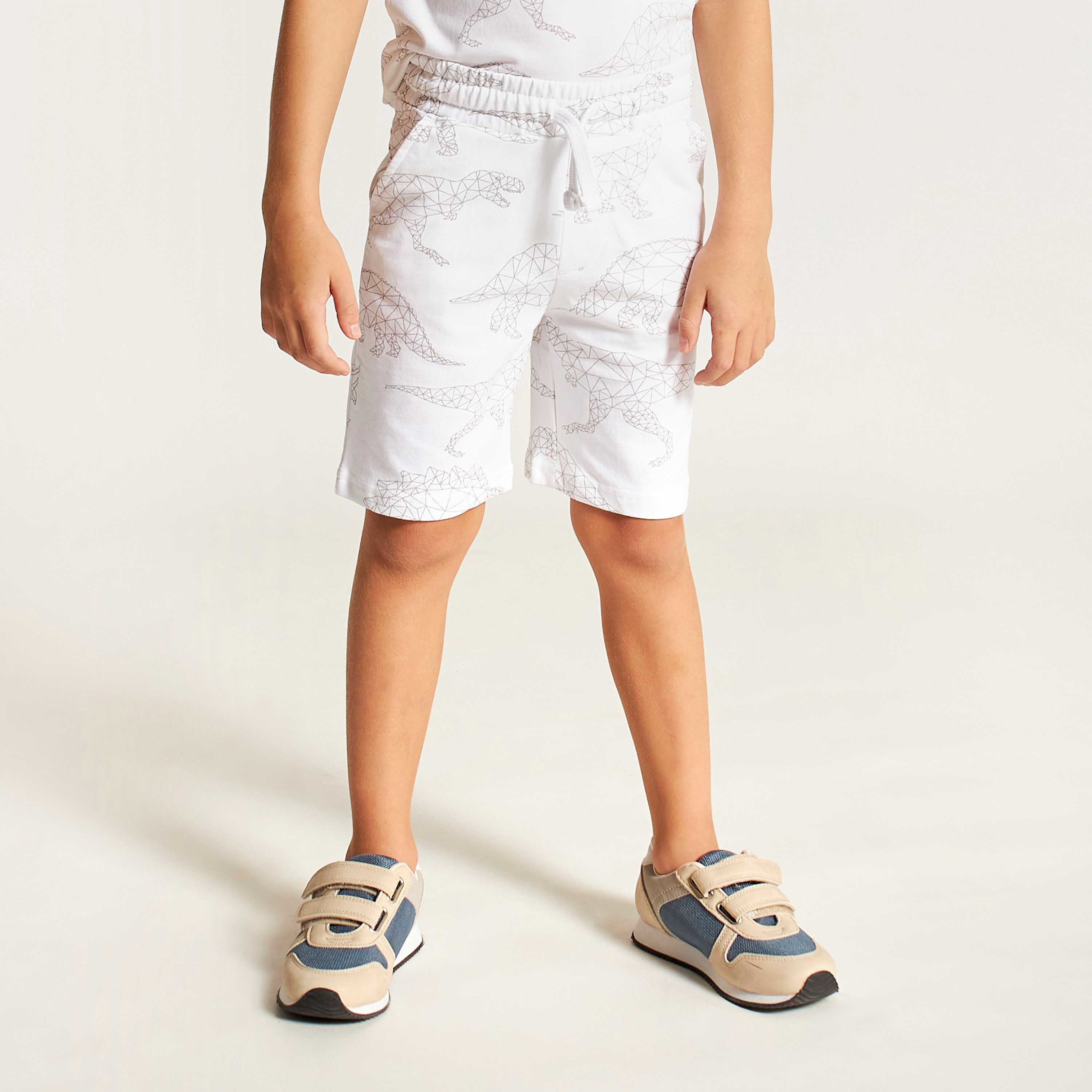 Juniors Dinosaur Print Shorts with Drawstring Closure and Pockets-boys-clothing-bottoms-shorts-image-2