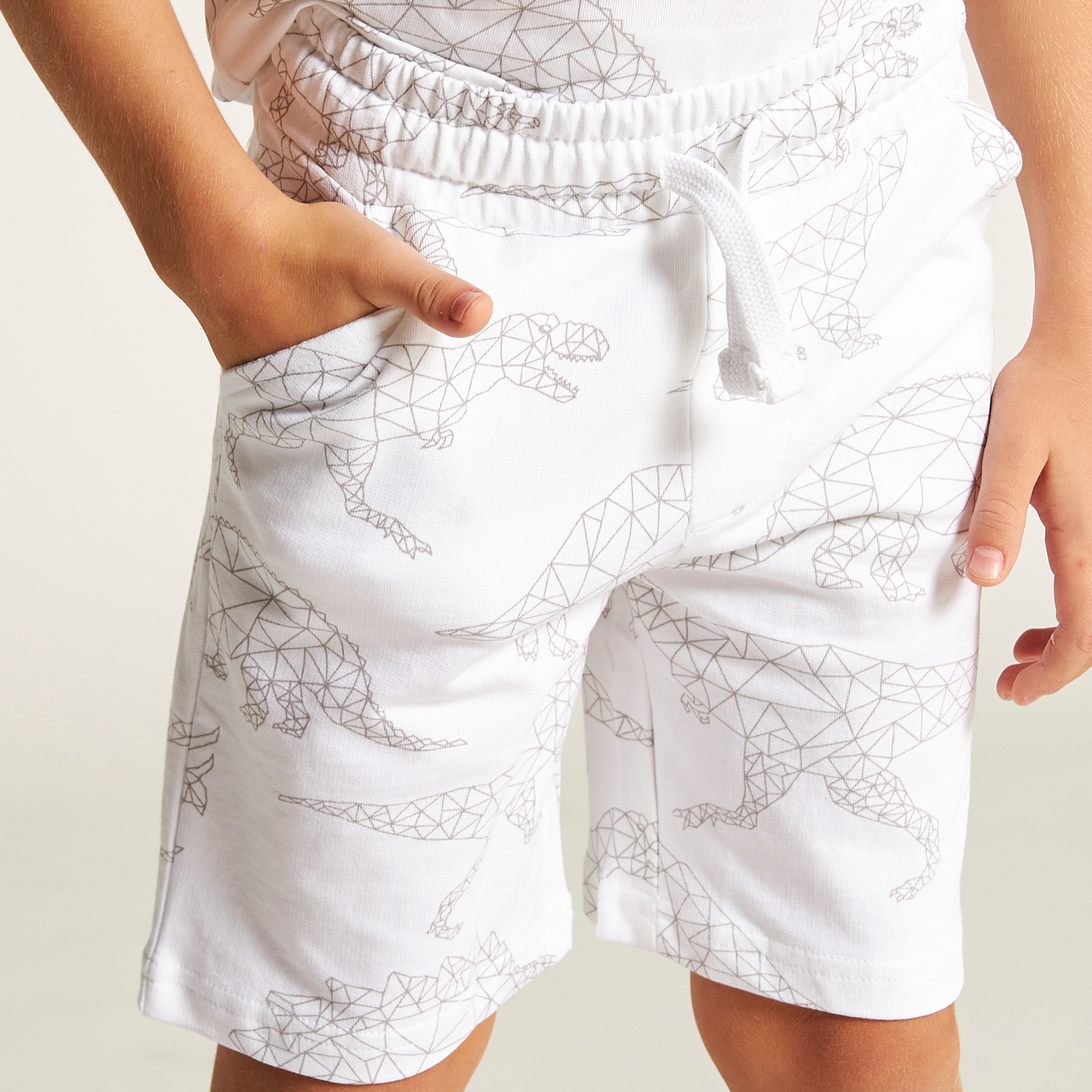Juniors Dinosaur Print Shorts with Drawstring Closure and Pockets-boys-clothing-bottoms-shorts-image-3