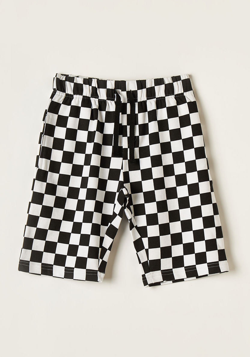 Juniors Checked Shorts with Drawstring Closure and Pockets-Shorts-image-0