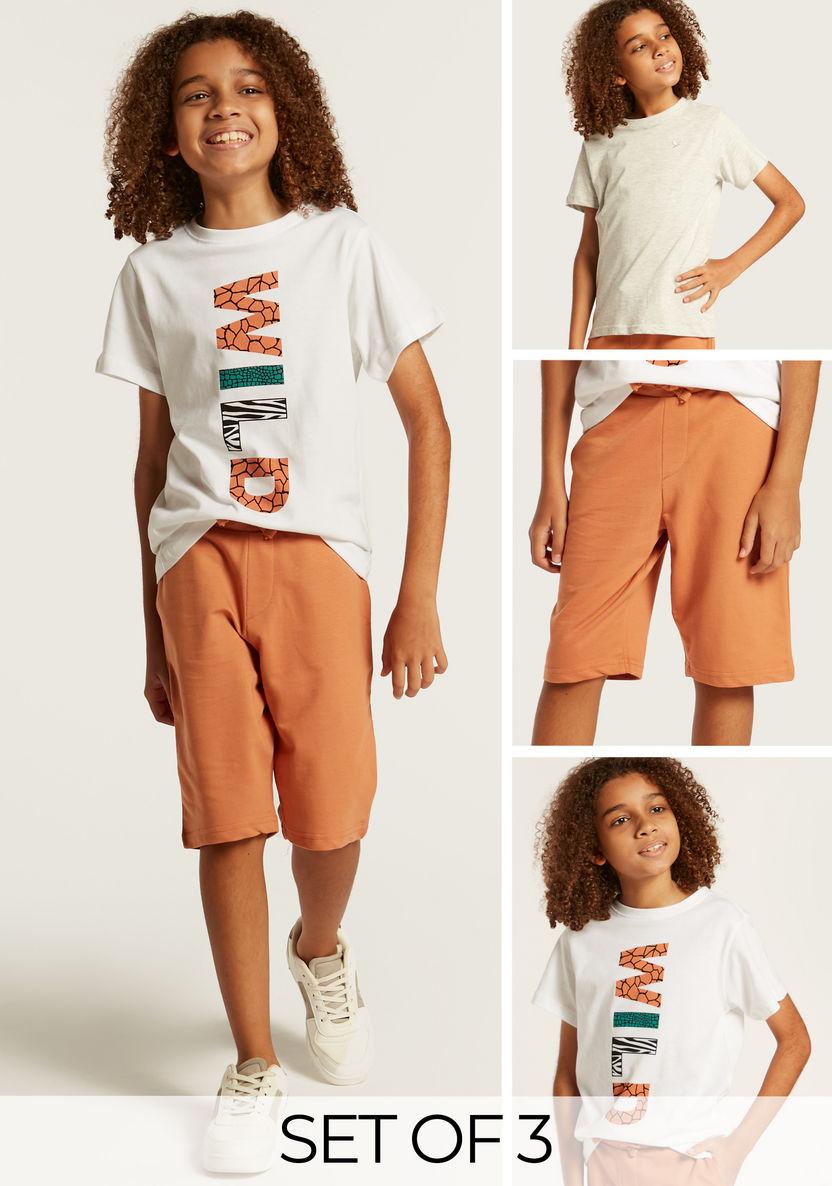 Juniors 3-Piece T-shirt and Shorts Set-Clothes Sets-image-0