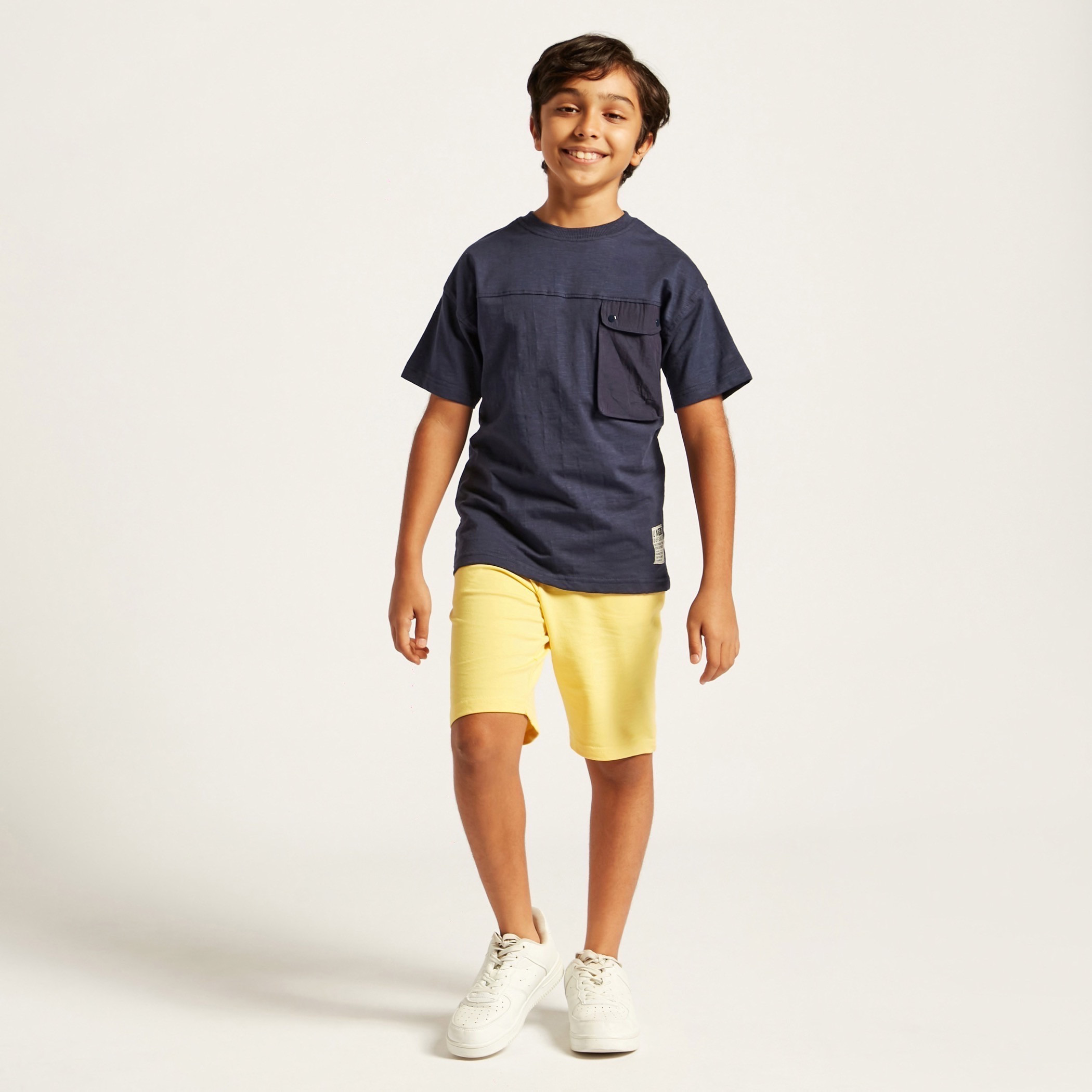 Juniors Solid T-shirt with Crew Neck and Pocket-boys-clothing-tshirtsandpolos-image-1