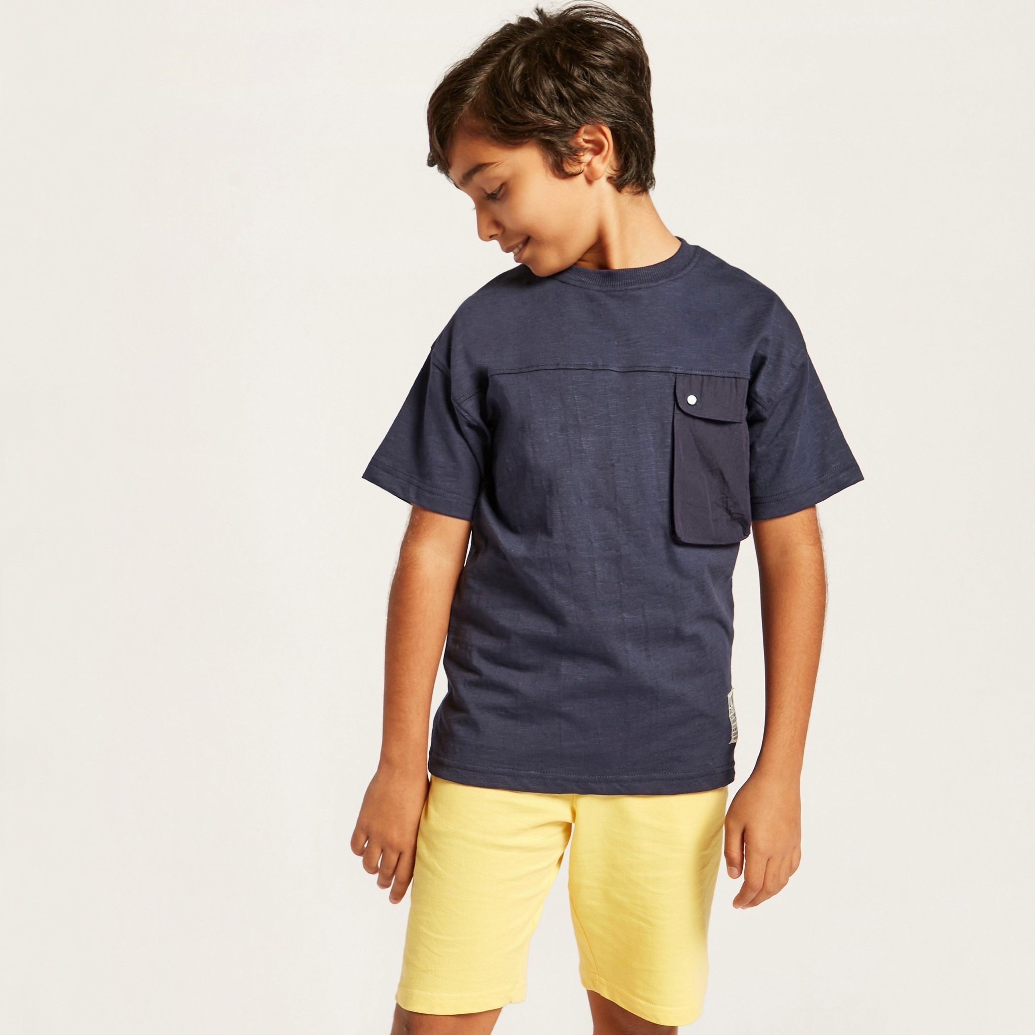 Juniors Solid T-shirt with Crew Neck and Pocket-boys-clothing-tshirtsandpolos-image-2