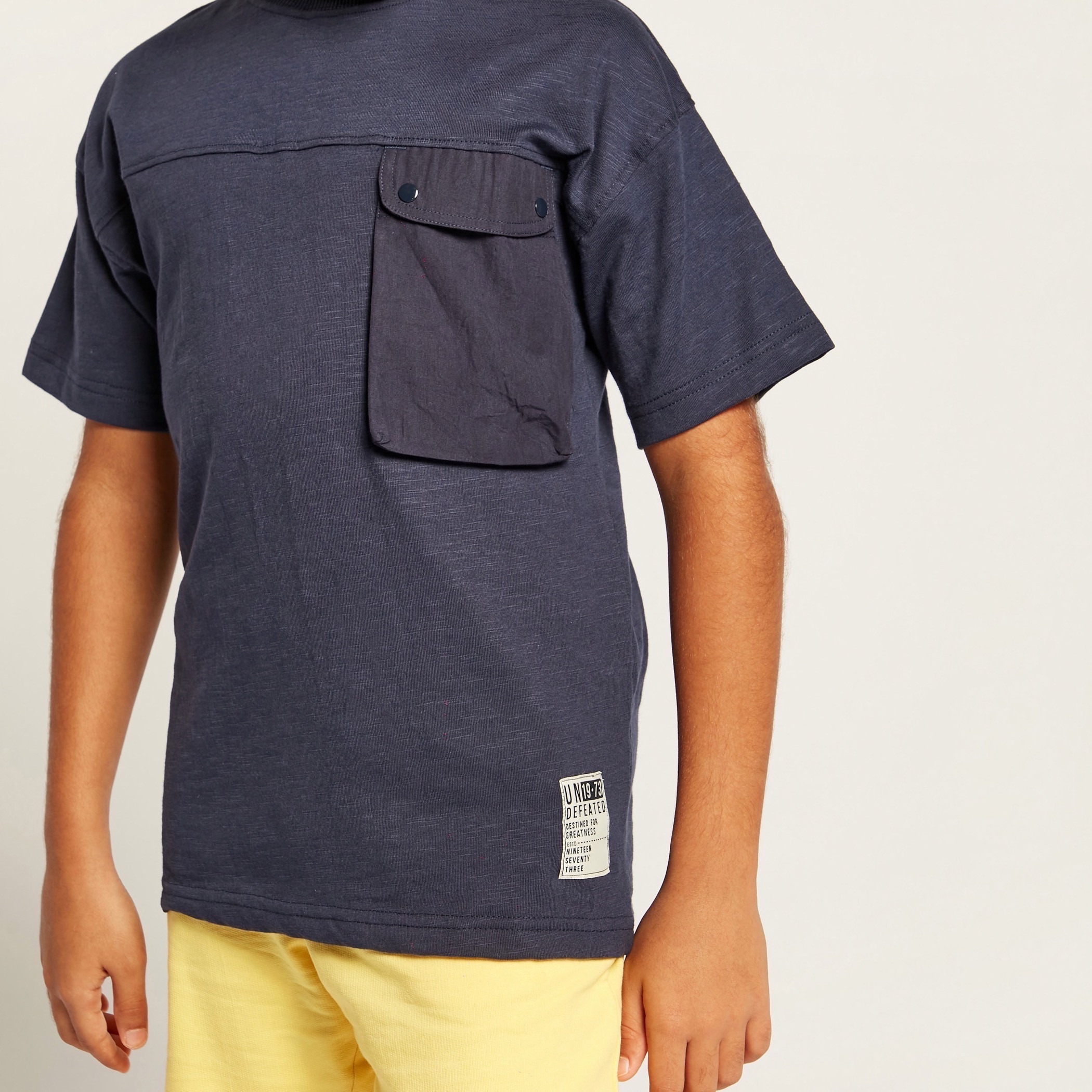 Juniors Solid T-shirt with Crew Neck and Pocket-boys-clothing-tshirtsandpolos-image-3