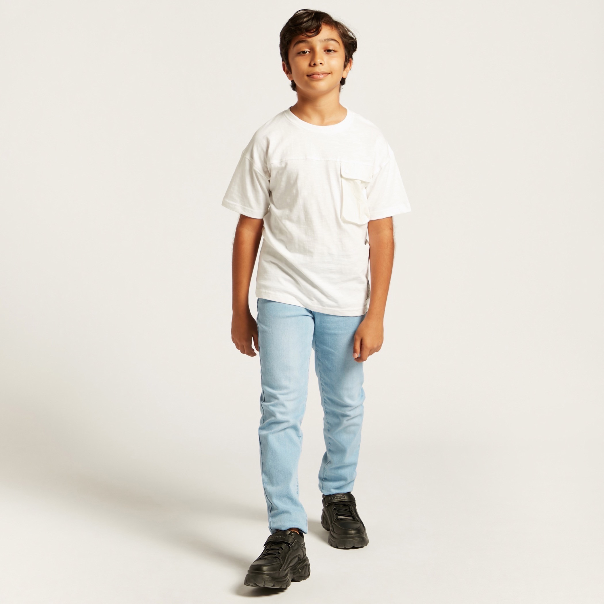 Juniors Solid T-shirt with Crew Neck and Pocket-boys-clothing-tshirtsandpolos-image-1