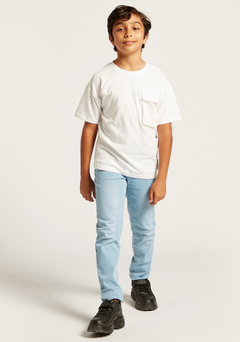 Juniors Solid T-shirt with Crew Neck and Pocket-T Shirts-image-0