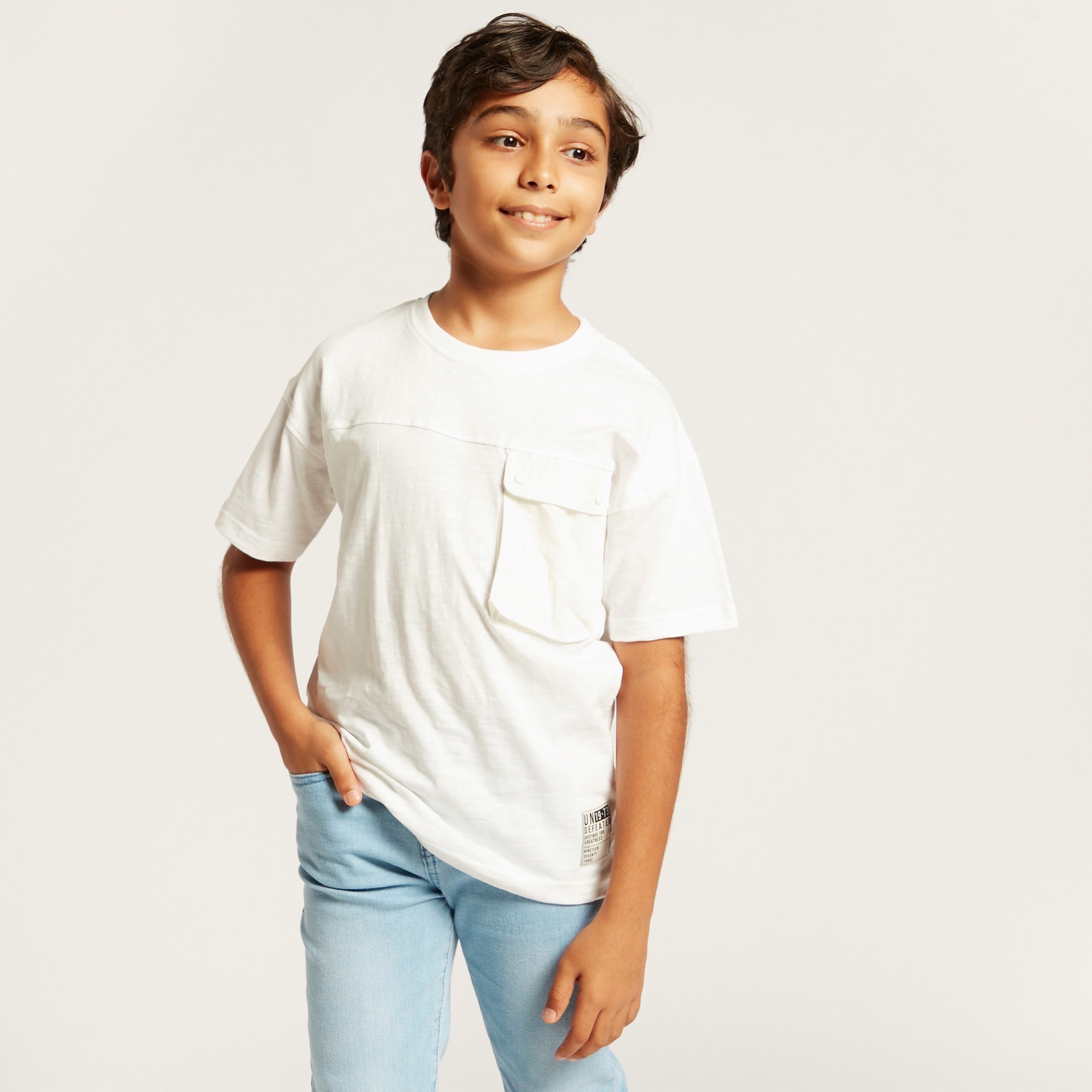 Juniors Solid T-shirt with Crew Neck and Pocket-boys-clothing-tshirtsandpolos-image-2