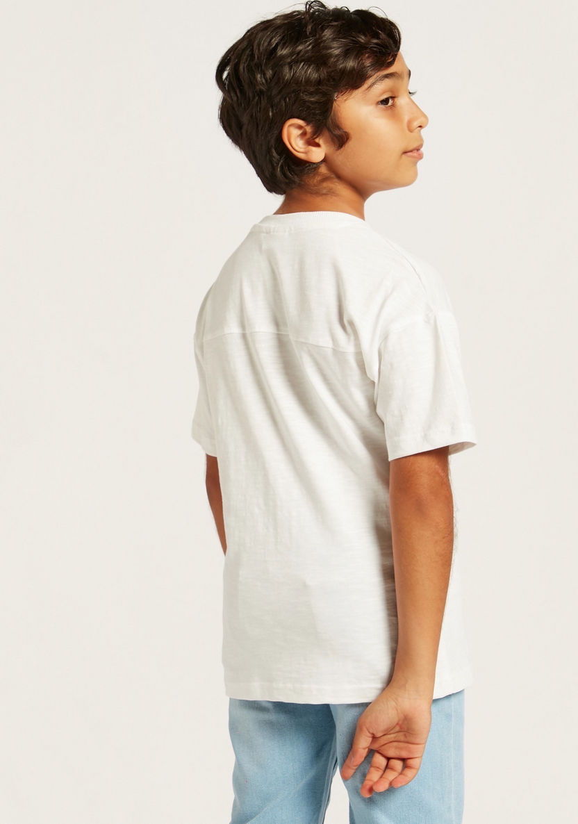Juniors Solid T-shirt with Crew Neck and Pocket-T Shirts-image-3