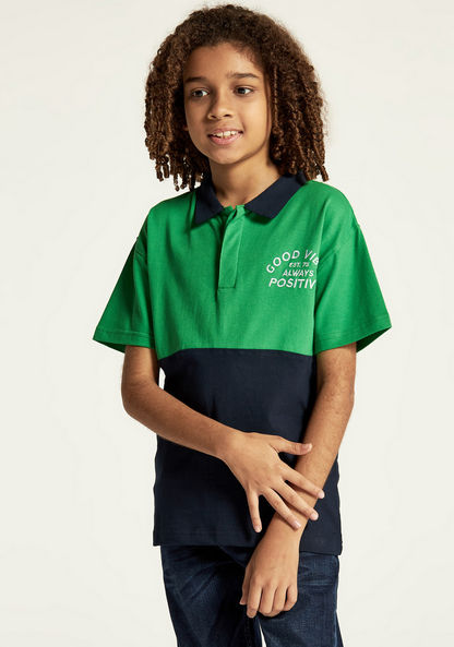 Juniors Colourblock Polo T-shirt with Short Sleeves-T Shirts-image-0