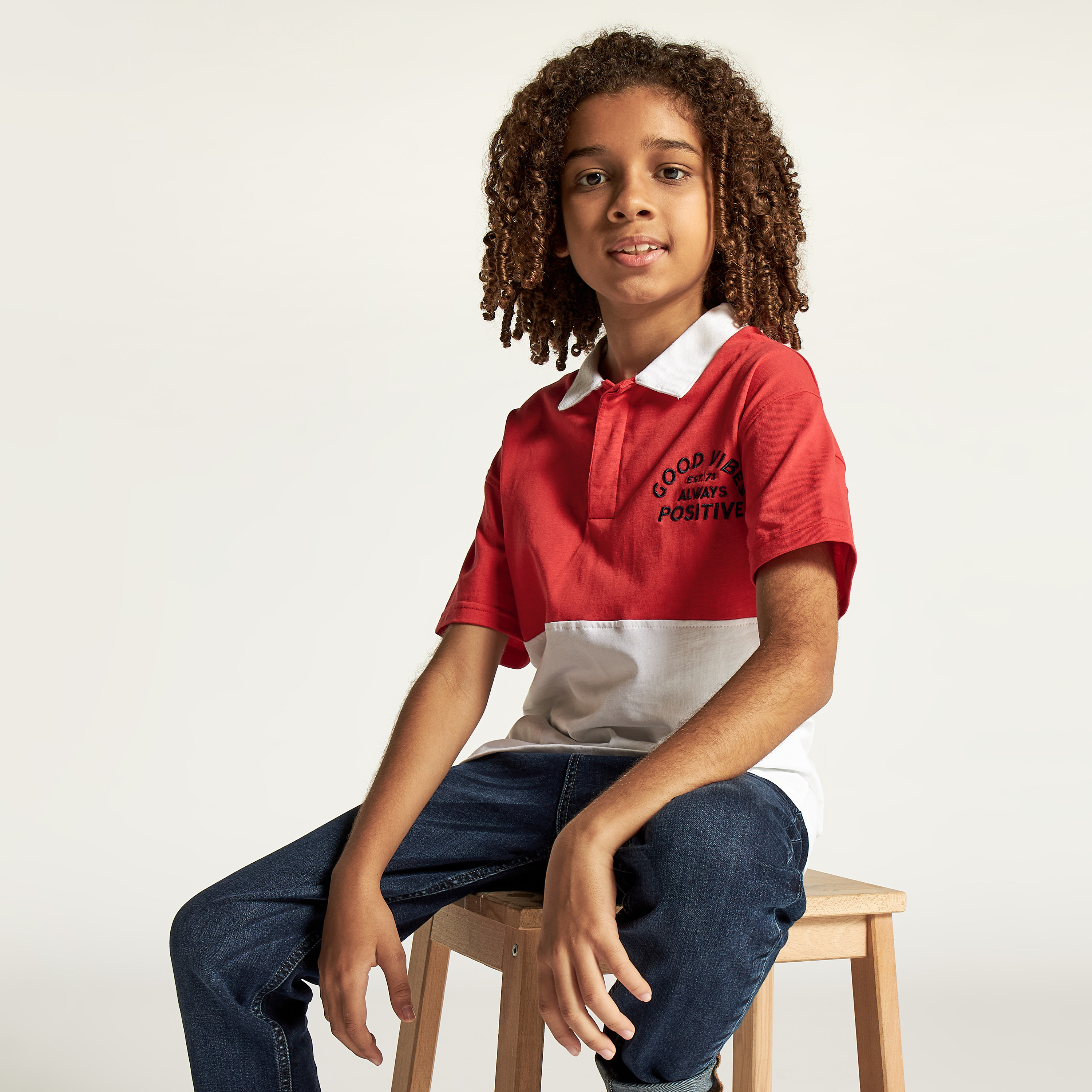 Juniors Colourblock Polo T-shirt with Short Sleeves-boys-clothing-tshirtsandpolos-image-1