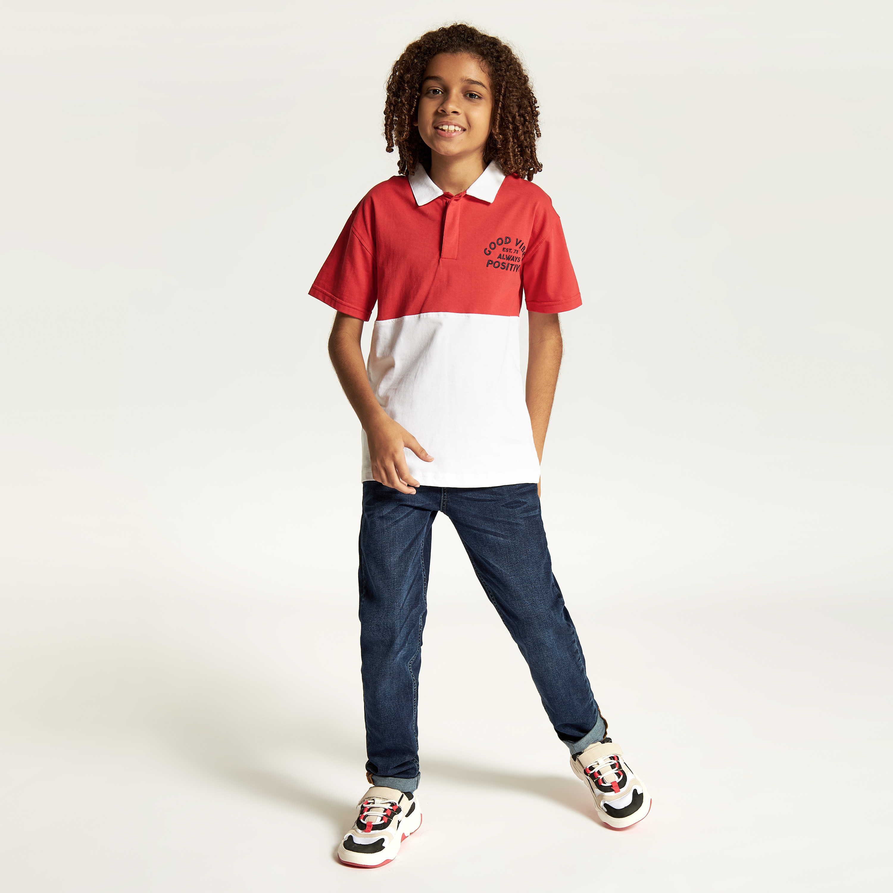 Juniors Colourblock Polo T-shirt with Short Sleeves-boys-clothing-tshirtsandpolos-image-2