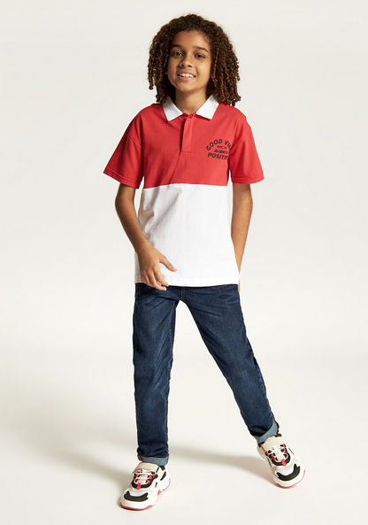 Juniors Colourblock Polo T-shirt with Short Sleeves