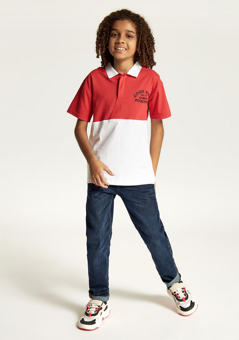 Juniors Colourblock Polo T-shirt with Short Sleeves-T Shirts-image-1