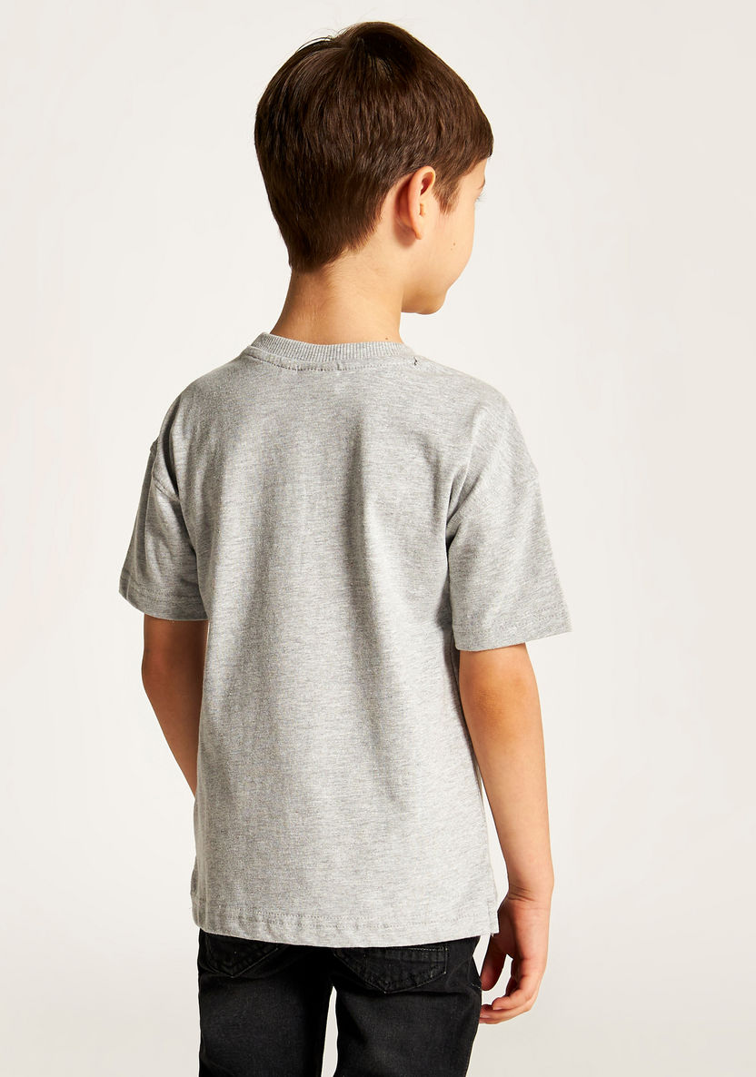 Juniors Embossed T-shirt with Crew Neck and Short Sleeves-T Shirts-image-3