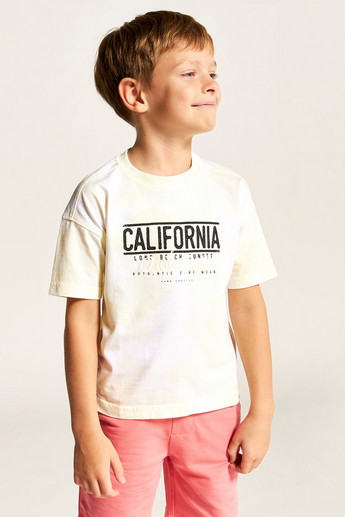 Juniors Embroidered T-shirt with Crew Neck and Short Sleeves