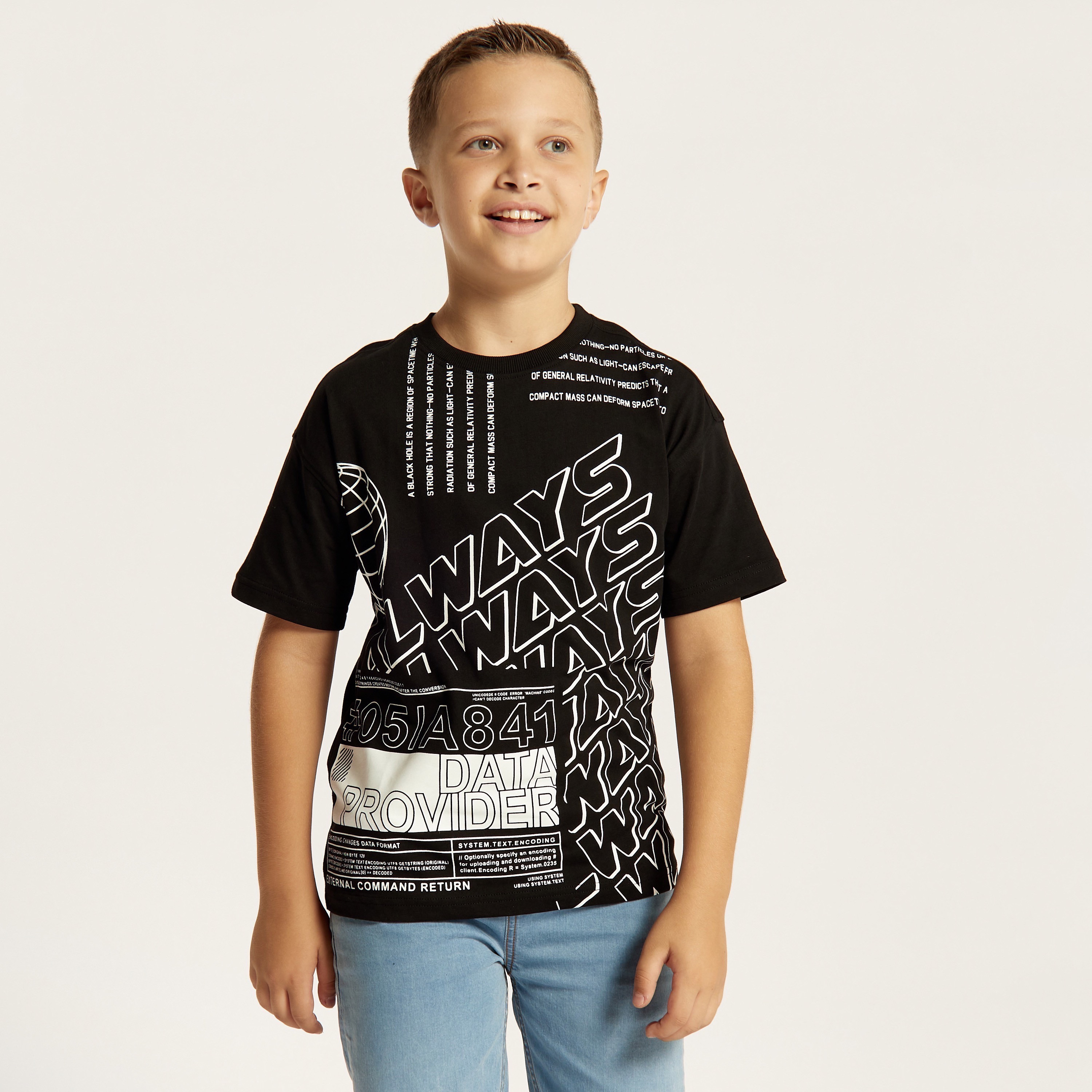 تيشيرت بياقة ضيقة وأكمام قصيرة وطبعات من جونيورز-boys-clothing-tshirtsandpolos-image-2