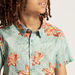 Juniors Tropical Print Shirt with Short Sleeves and Button Closure-Shirts-thumbnail-2