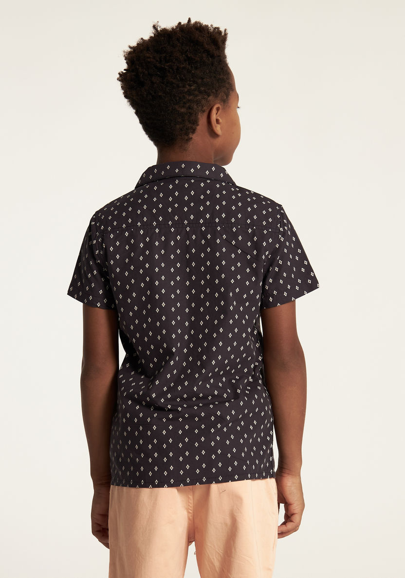 Juniors All Over Print Shirt with Short Sleeves and Button Closure-Shirts-image-3