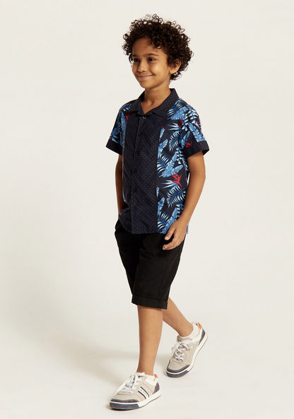 Juniors Printed Shirt with Notched Collar and Short Sleeves