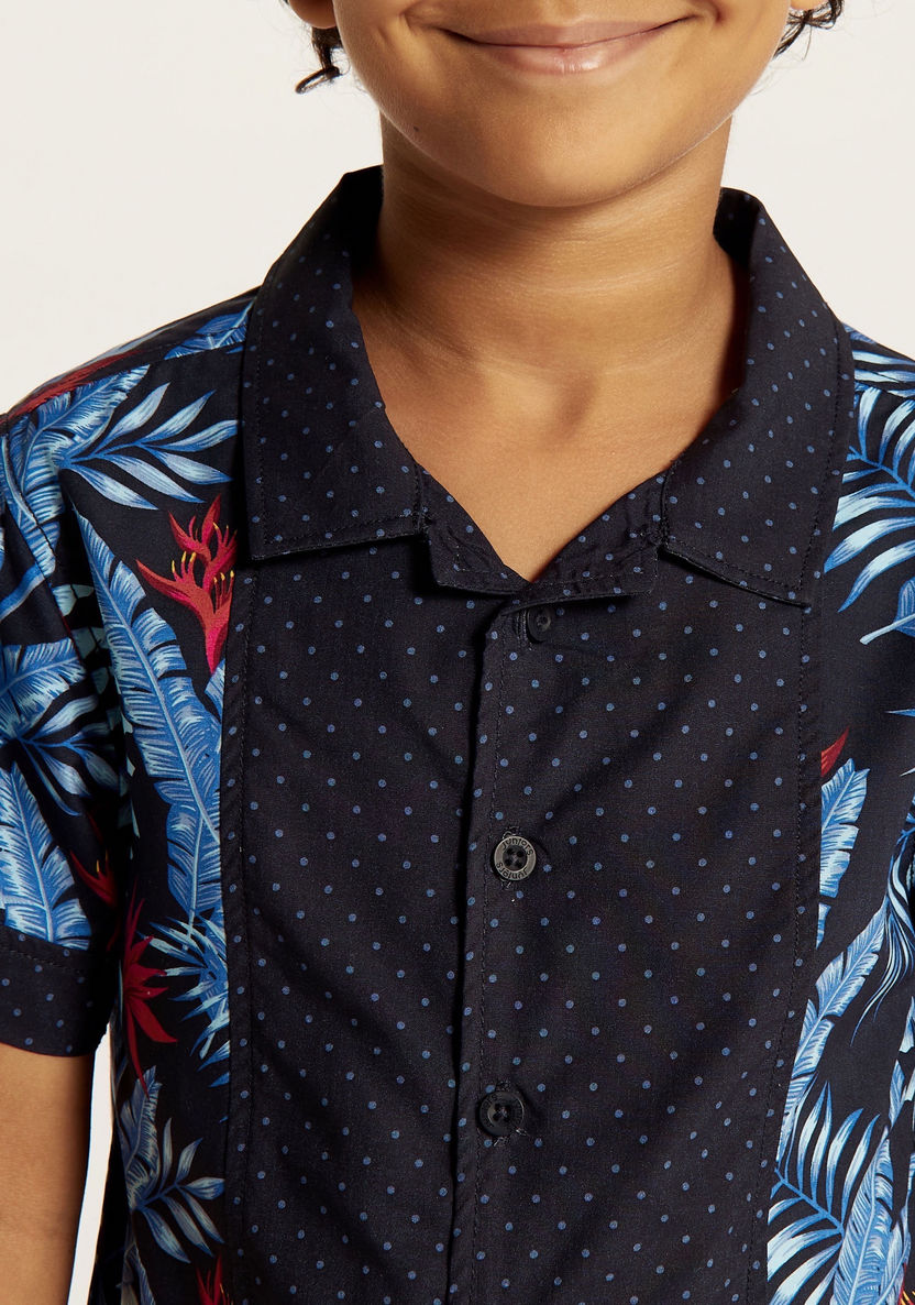 Juniors Printed Shirt with Notched Collar and Short Sleeves-Shirts-image-2