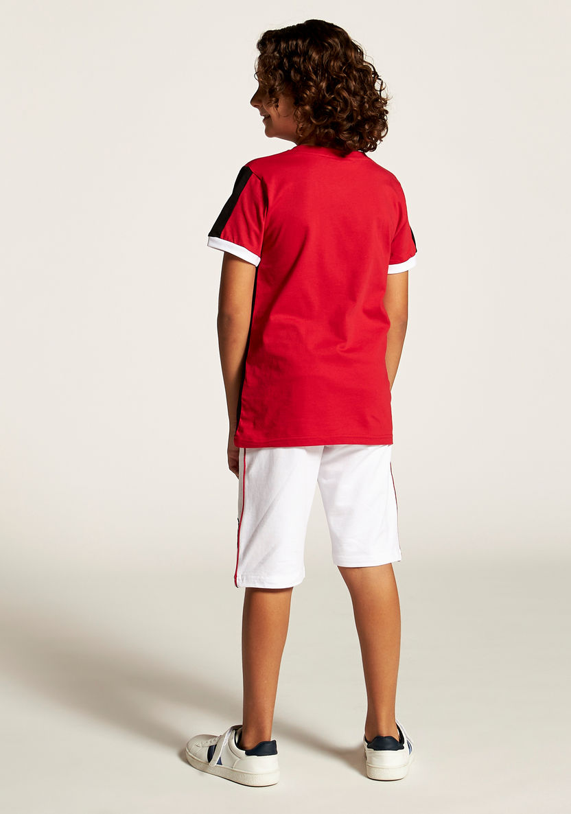 Juniors National Day Print V-neck T-shirt and Shorts Set-Clothes Sets-image-4