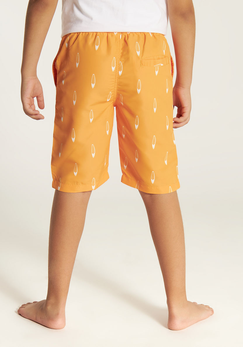 Juniors All Over Print Swimshorts with Drawstring Closure and Pockets-Swimwear-image-3