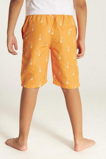 Juniors All Over Print Swimshorts with Drawstring Closure and Pockets