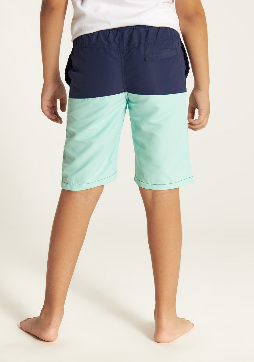 Juniors Colourblocked Swimshorts with Drawstring Closure and Pockets-Swimwear-image-3