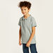 Juniors Striped Polo T-shirt with Short Sleeves and Zip Closure-T Shirts-thumbnail-1