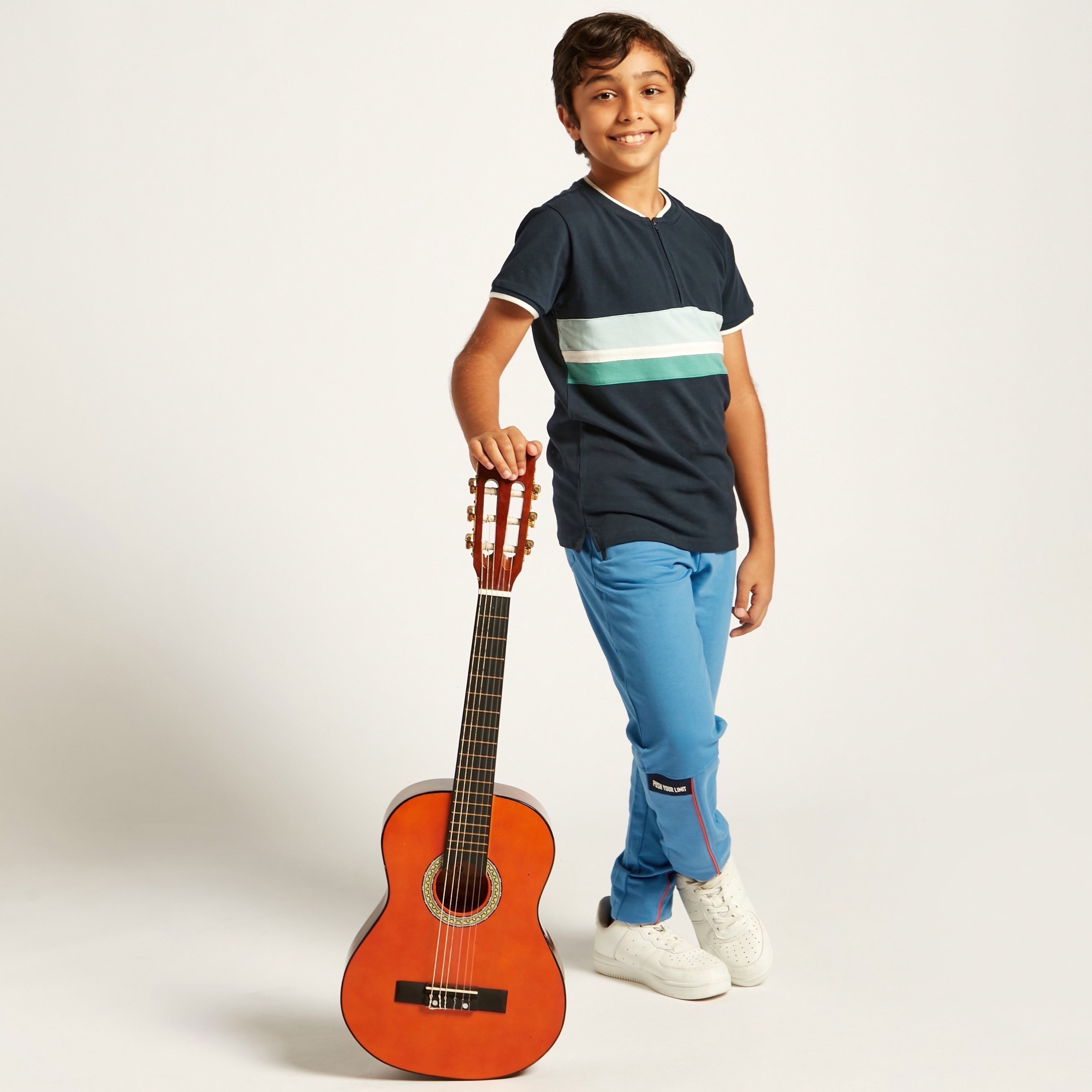 Juniors Colourblock T-shirt with Zip Closure and Short Sleeves-boys-clothing-tshirtsandpolos-image-1