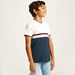 Juniors Colourblock T-shirt with Zip Closure and Short Sleeves-T Shirts-thumbnail-1