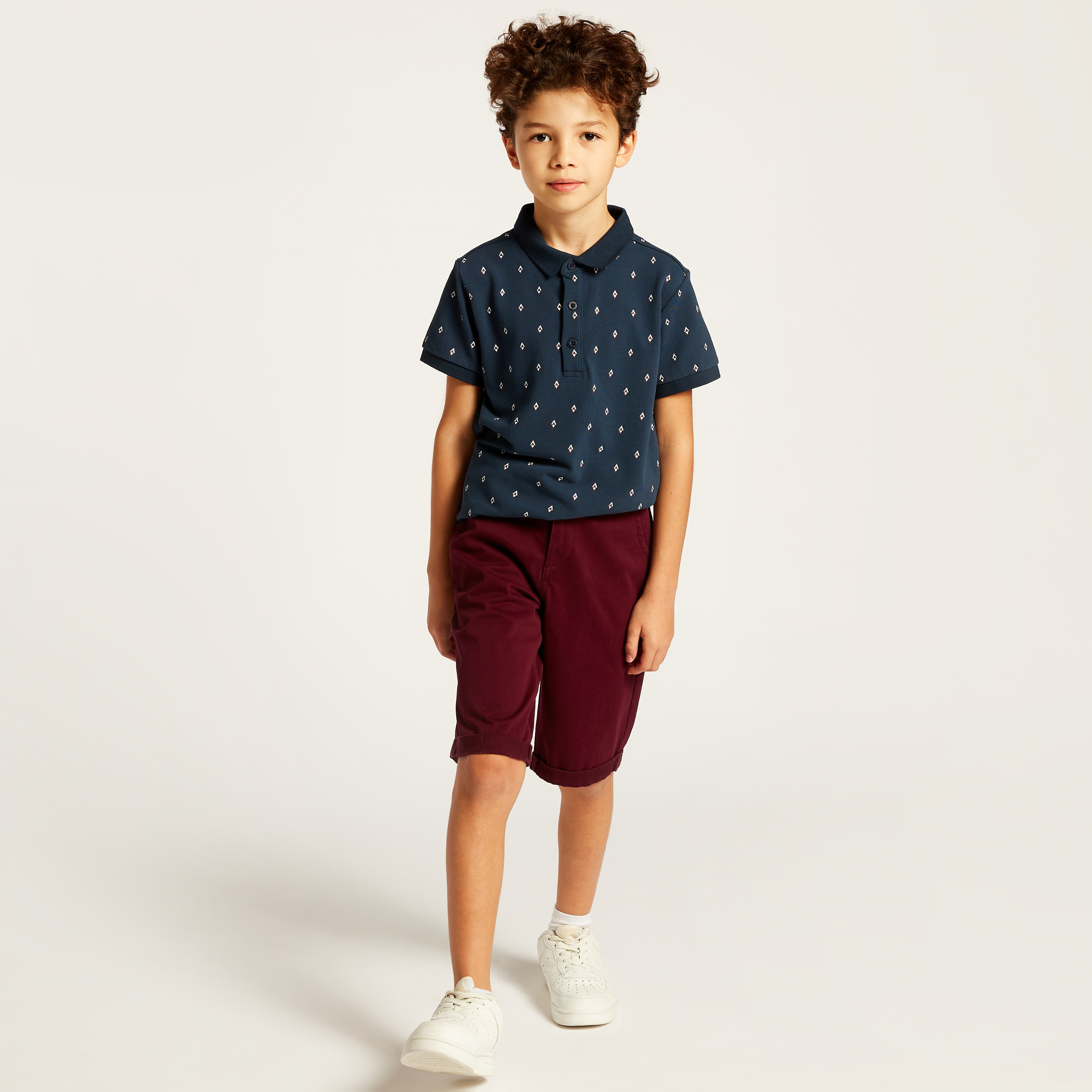 Juniors All Over Print Polo T-shirt and Shorts Set-boys-clothing-setsandcoords-image-1