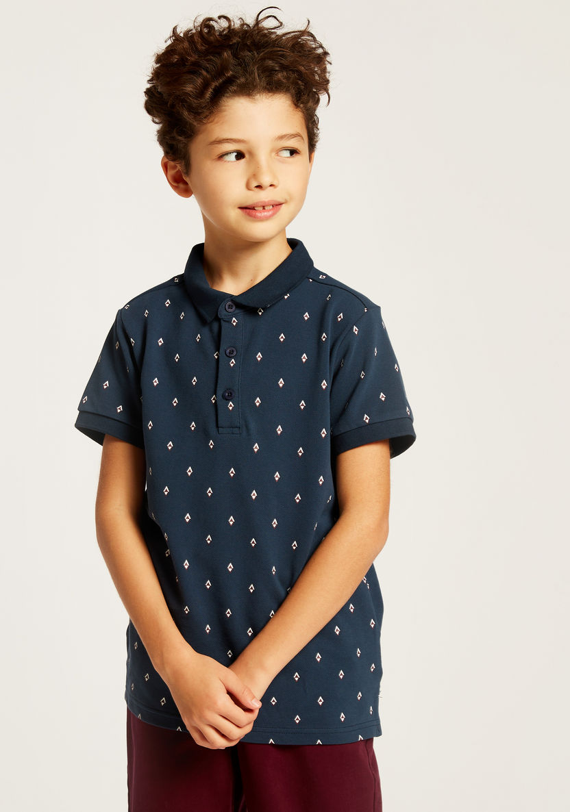Juniors All Over Print Polo T-shirt and Shorts Set-Clothes Sets-image-1