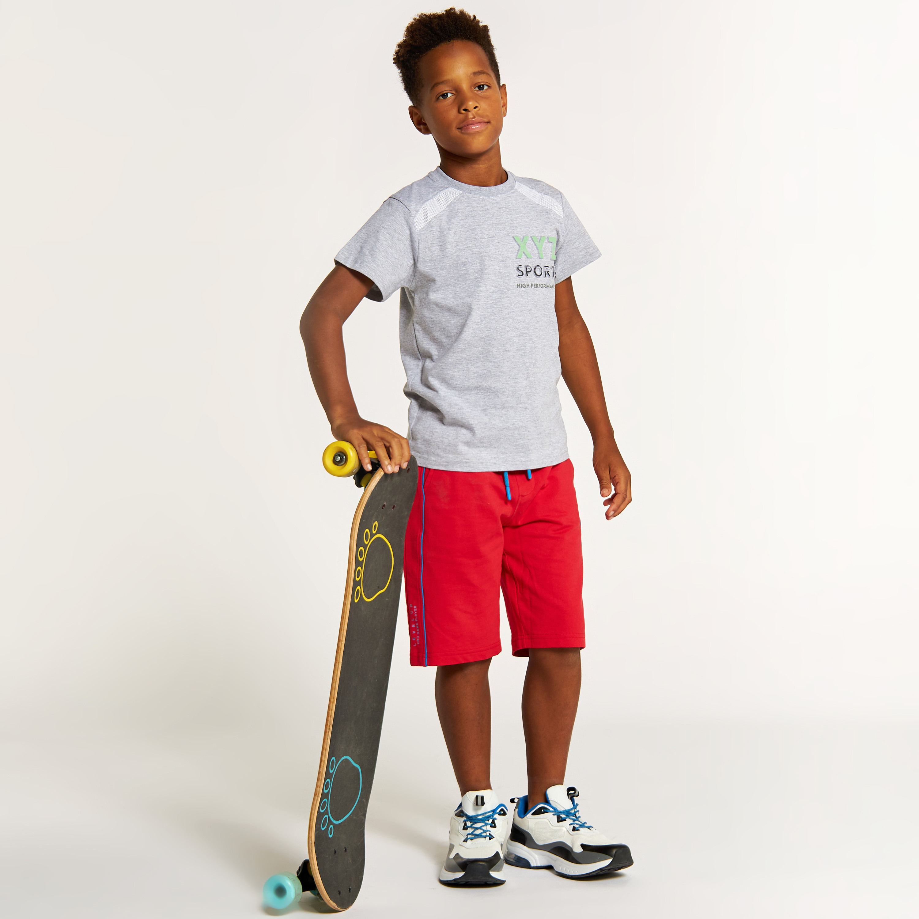 XYZ Printed T-shirt with Crew Neck and Short Sleeves-sports-boys-clothing-tops-image-1
