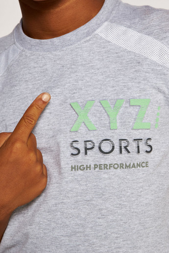 XYZ Printed T-shirt with Crew Neck and Short Sleeves