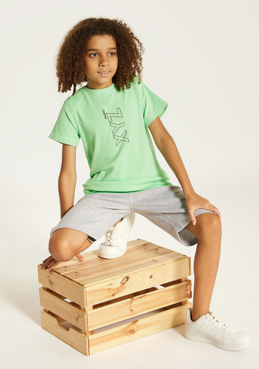 XYZ Logo Print Crew Neck T-shirt with Short Sleeves-T Shirts-image-0