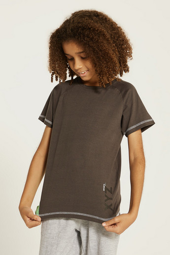 XYZ Logo Print Crew Neck T-shirt with Short Sleeves