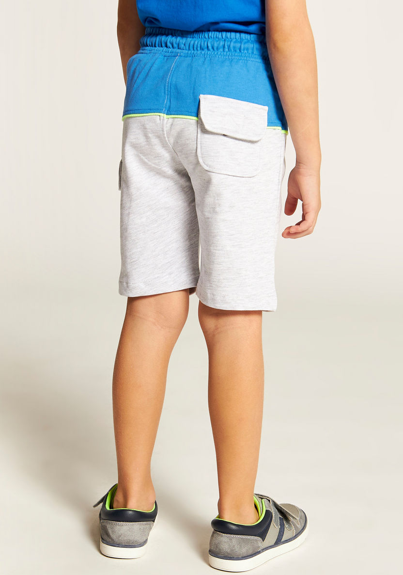 XYZ Text Embossed Shorts with Flap Pockets-Bottoms-image-3