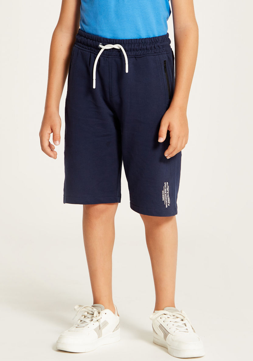 XYZ Solid Shorts with Drawstring Closure and Pockets-Shorts-image-0