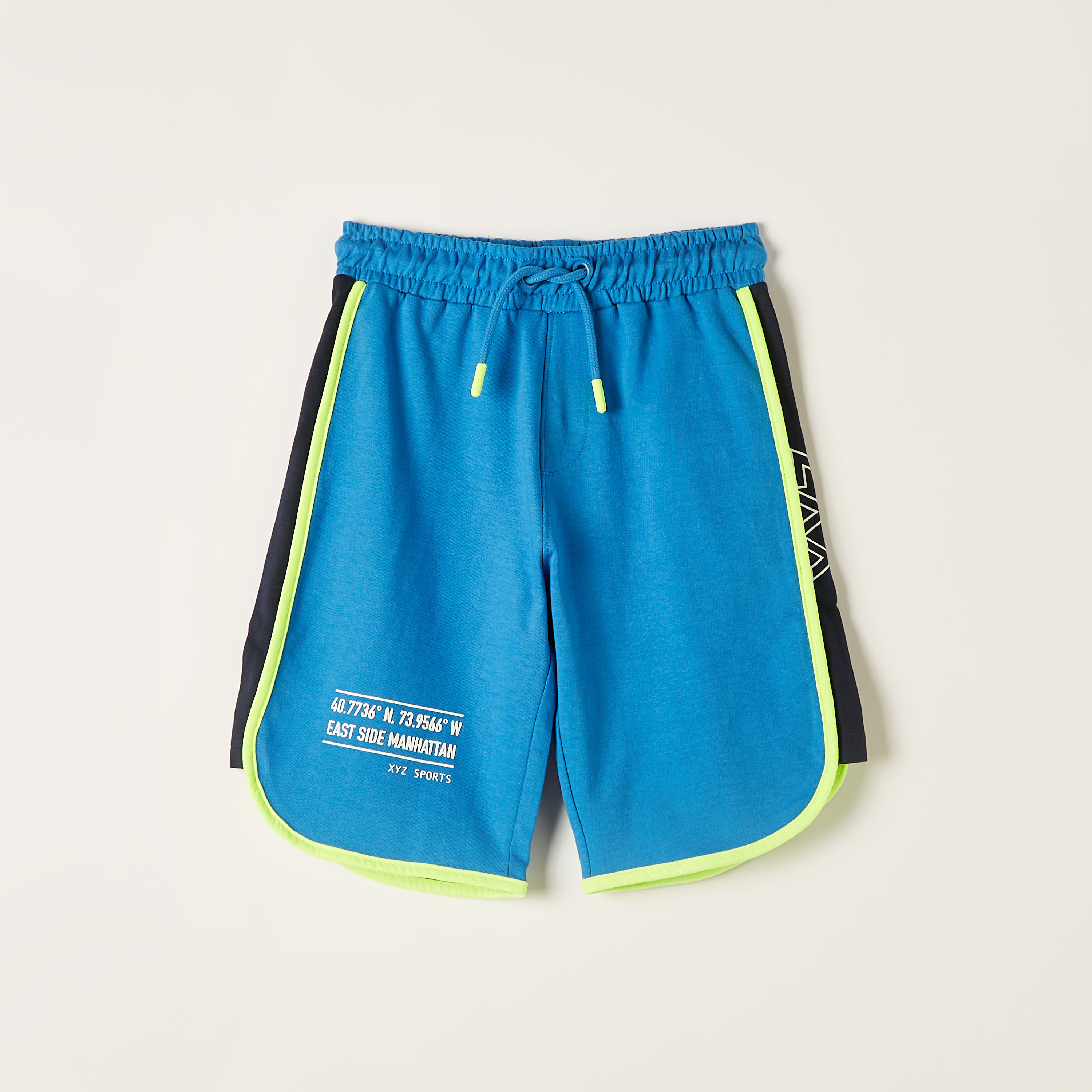 XYZ Printed Shorts with Drawstring Closure and Pocket-sports-boys-clothing-bottoms-image-1