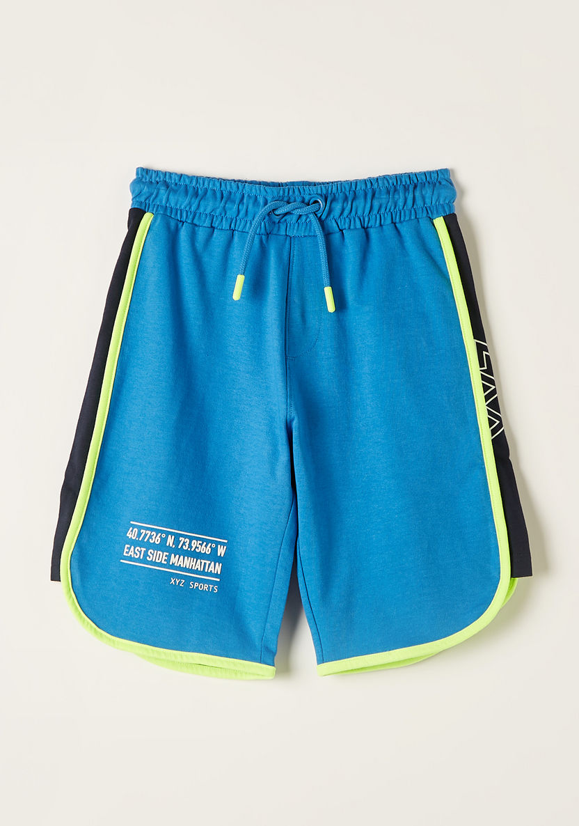 XYZ Printed Shorts with Drawstring Closure and Pocket-Shorts-image-0