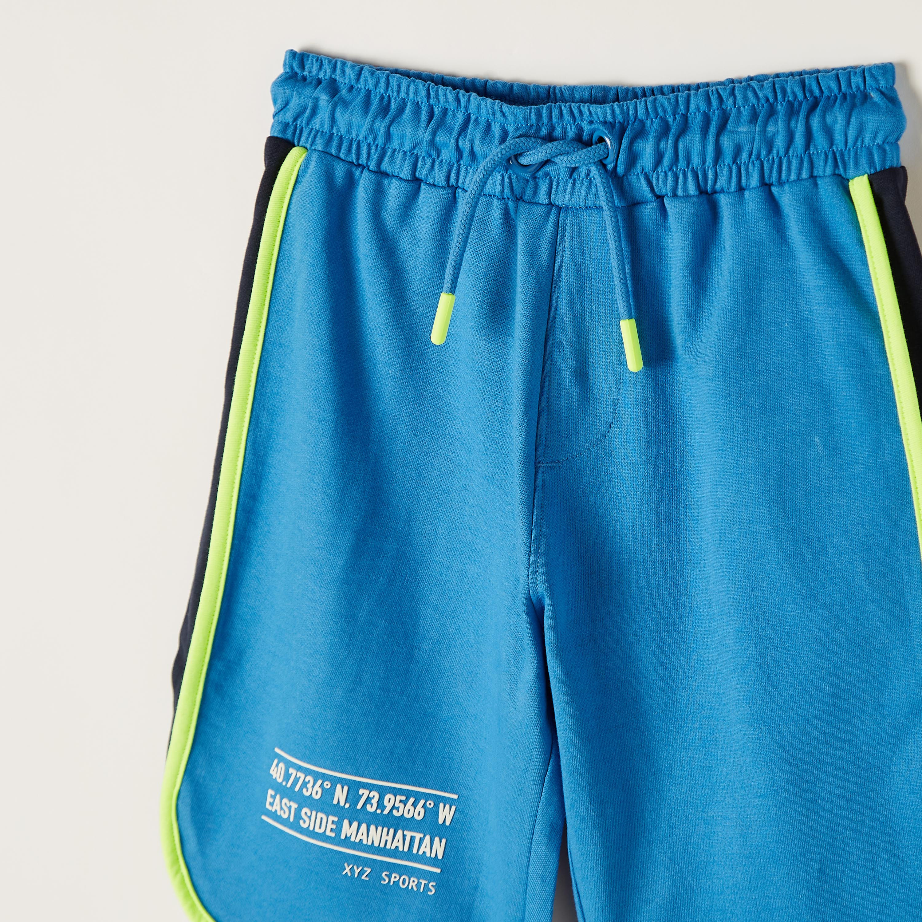 XYZ Printed Shorts with Drawstring Closure and Pocket-sports-boys-clothing-bottoms-image-2