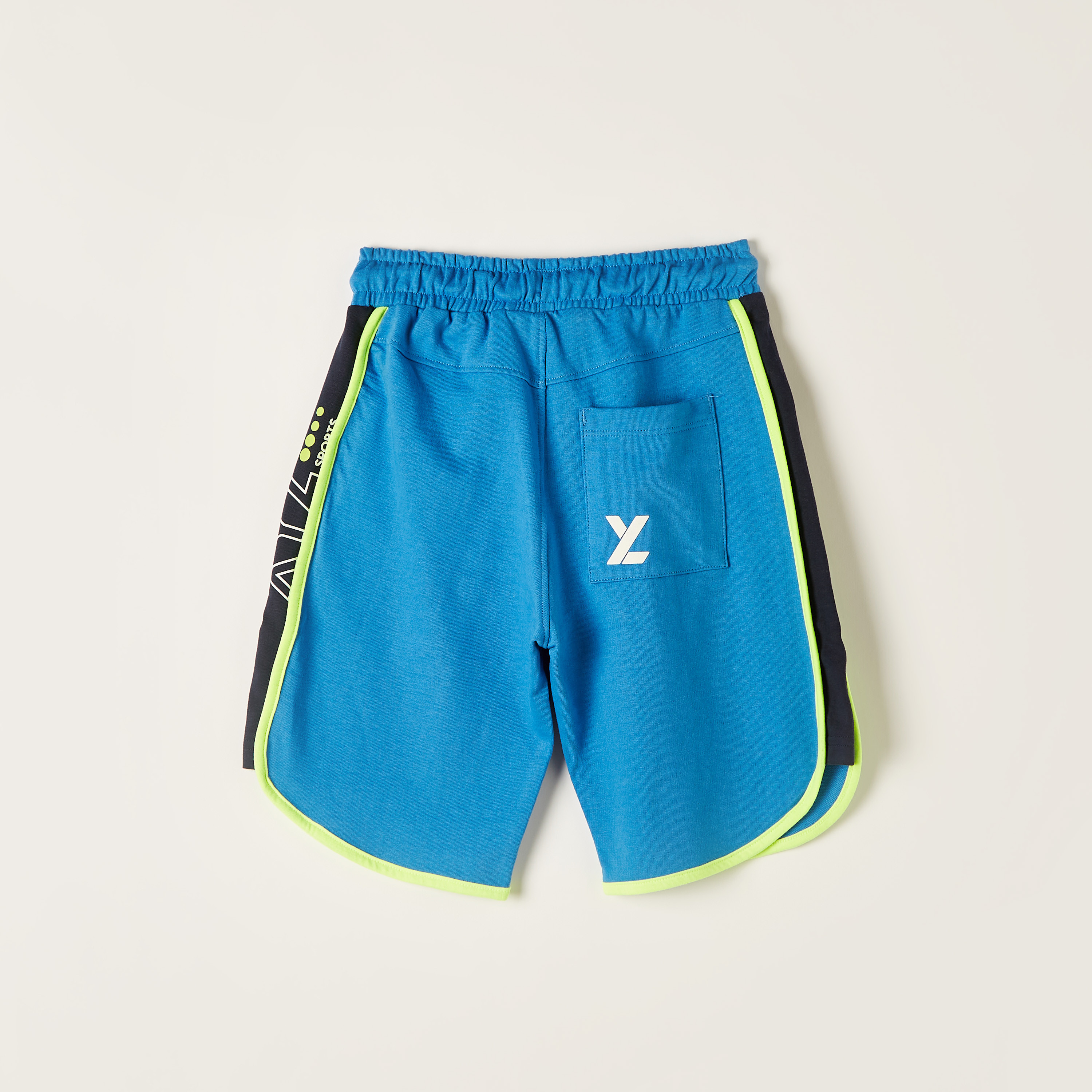XYZ Printed Shorts with Drawstring Closure and Pocket-sports-boys-clothing-bottoms-image-4