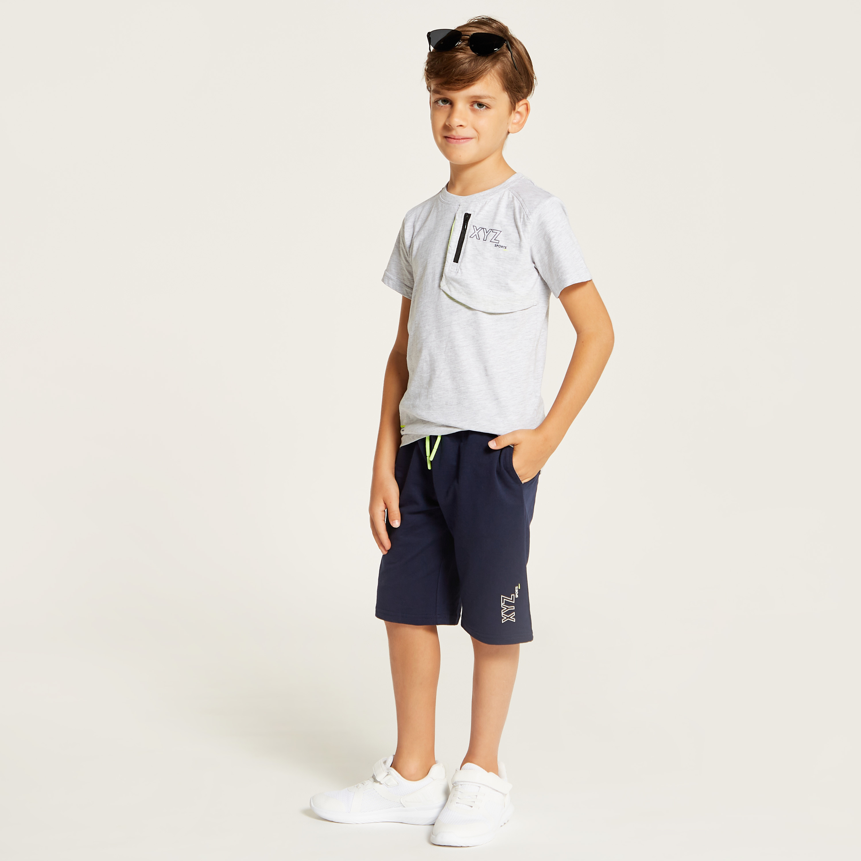 XYZ Printed Crew Neck T-shirt and Shorts Set-boys-clothing-sportswear-sets-image-1