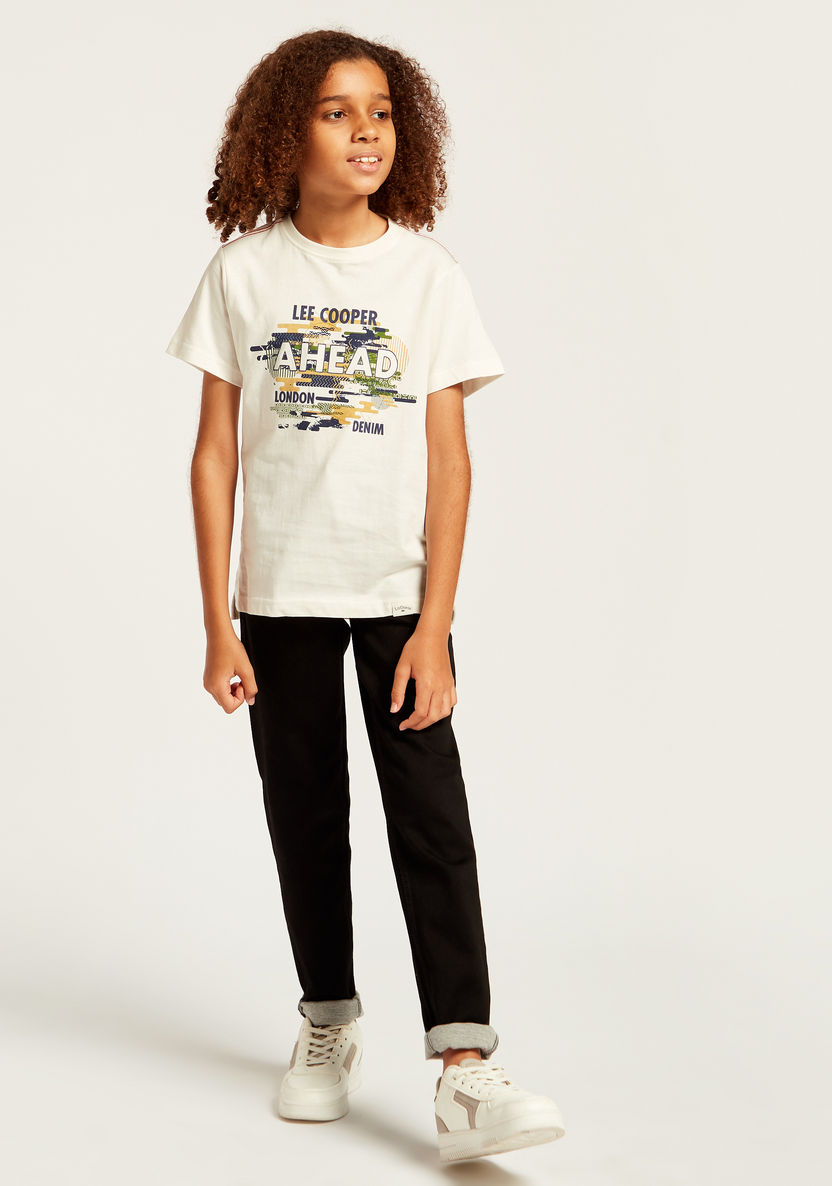 Lee Cooper Graphic Print T-shirt with Crew Neck and Short Sleeves-T Shirts-image-1